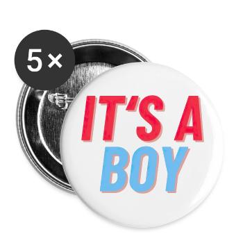 It's a Boy - It's a Boy - Birth Reveal - Buttons large 2.2''/56 mm (5-pack) - white - Front
