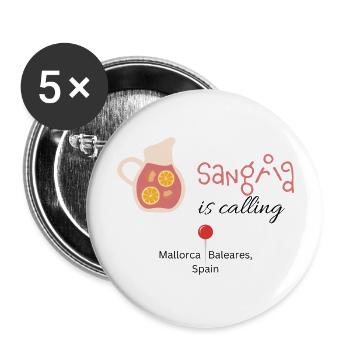 Mallorca Sangria is calling - Buttons groß 56 mm (5er Pack) - Weiß - Vorne