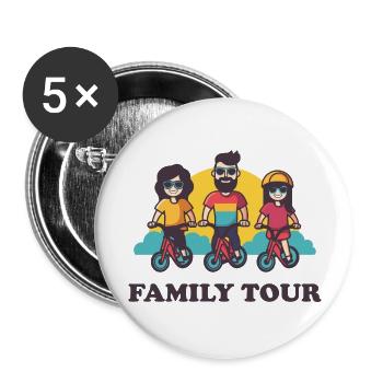 Visite en famille - Lot de 5 grands badges (56 mm) - blanc - Devant