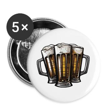 Bier Drinking Team Party - Buttons groß 56 mm (5er Pack) - Weiß - Vorne
