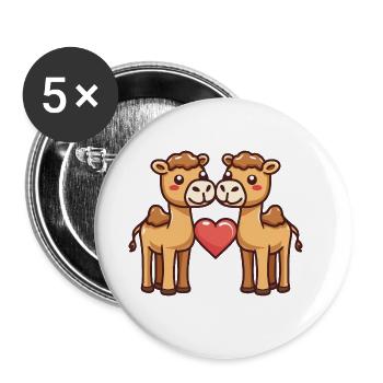 Couple De Chameaux Amoureux Animal Saint Valentin - Lot de 5 grands badges (56 mm) - blanc - Devant