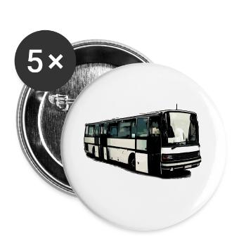 Setra Bus Setra S215 UL mit offenen Türen - Buttons groß 56 mm (5er Pack) - Weiß - Vorne