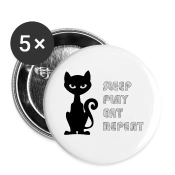 Lustiges Design nicht nur für Katzenliebhaber - Buttons groß 56 mm (5er Pack) - Weiß - Vorne