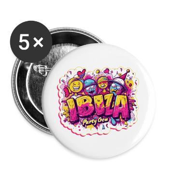 Visite de l’équipage d’Ibiza Party - Lot de 5 grands badges (56 mm) - blanc - Devant