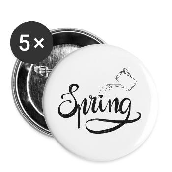spring frühlingsbeginn garten gießen beet liebe - Buttons groß 56 mm (5er Pack) - Weiß - Vorne