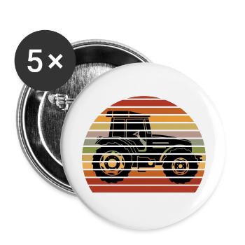 Traktor Trecker Landwirte Bauern - Buttons groß 56 mm (5er Pack) - Weiß - Vorne