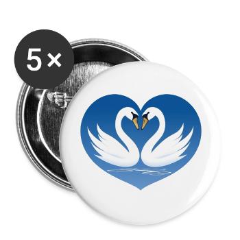 Schwanen-Pärchen - Buttons groß 56 mm (5er Pack) - Weiß - Vorne