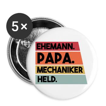 Ehemann Papa Mechaniker Held - Buttons groß 56 mm (5er Pack) - Weiß - Vorne