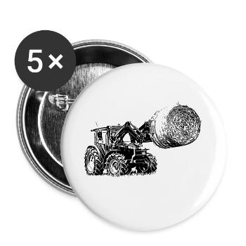 Tracteur MFF 4700 M avec balles de paille - Lot de 5 grands badges (56 mm) - blanc - Devant