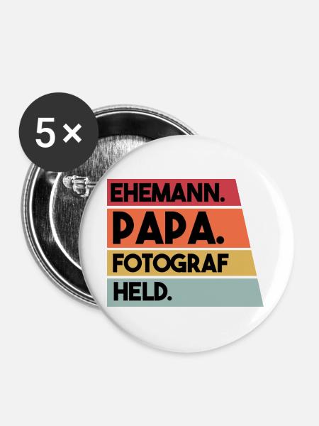 Ehemann Papa Fotograf Held - Buttons groß 56 mm (5er Pack) - Weiß