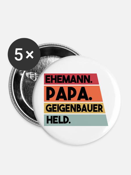 Ehemann Papa Geigenbauer Held - Buttons groß 56 mm (5er Pack) - Weiß