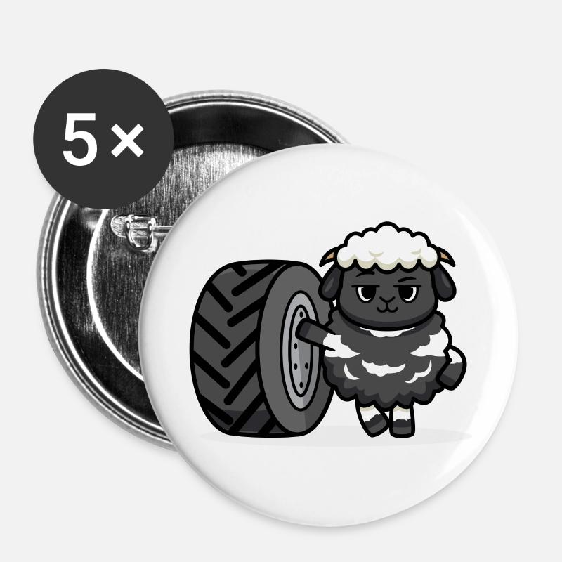 Tractor sheep - Buttons large 2.2''/56 mm (5-pack) - white