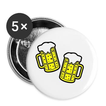 Beer Symbol Booze - Buttons large 2.2''/56 mm (5-pack) - white - Front