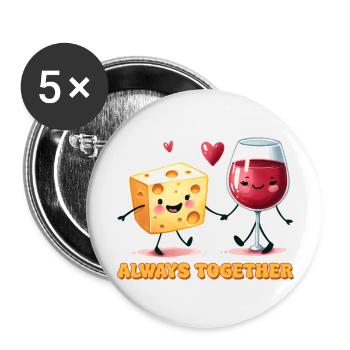 Immer zusammen - Buttons groß 56 mm (5er Pack) - Weiß - Vorne