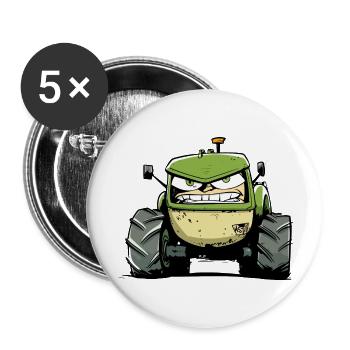 Wütender Traktor Nr. 4 - Buttons groß 56 mm (5er Pack) - Weiß - Vorne