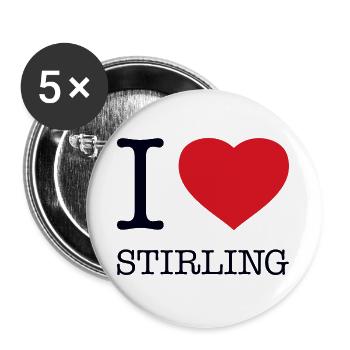 I LOVE STIRLING - Buttons groß 56 mm (5er Pack) - Weiß - Vorne