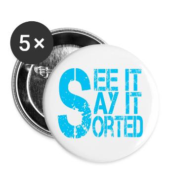 Symbole de dollar motivant avec slogan - Lot de 5 grands badges (56 mm) - blanc - Devant