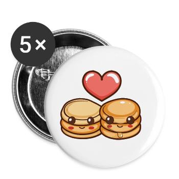 Pancake Paar Liebe Herz Valentinstag - Buttons groß 56 mm (5er Pack) - Weiß - Vorne