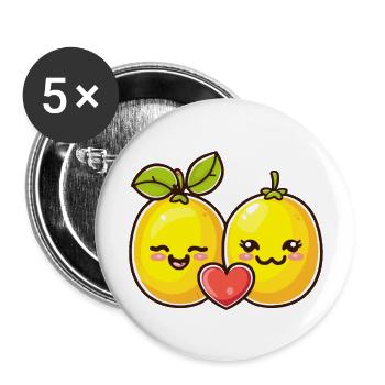 Lemon Couple Love Heart Valentine's Day - Buttons large 2.2''/56 mm (5-pack) - white - Front