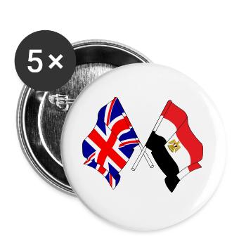 Flagge von England und Flagge Ägypten - Buttons groß 56 mm (5er Pack) - Weiß - Vorne