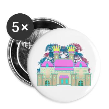 Château Château Couronne Forteresse Chevalier Roi - Lot de 5 grands badges (56 mm) - blanc - Devant
