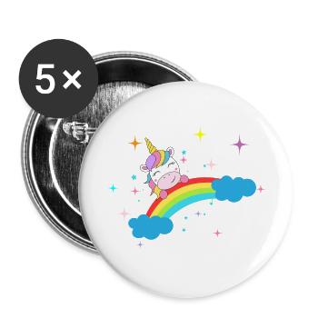 Einhorn - Buttons groß 56 mm (5er Pack) - Weiß - Vorne