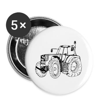 Tracteur - Lot de 5 grands badges (56 mm) - blanc - Devant