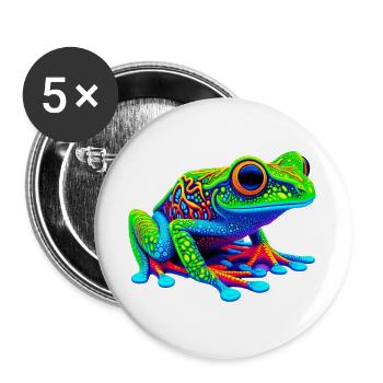 Grenouille - Lot de 5 grands badges (56 mm) - blanc - Devant