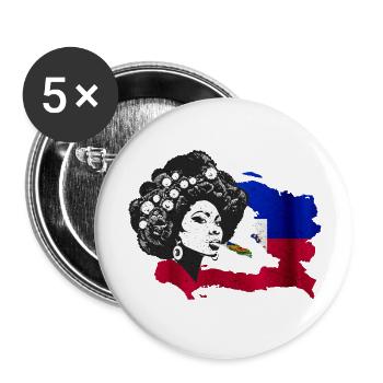 Haiti Haitian Flagge Frau Prinzessin I Geschenk - Buttons groß 56 mm (5er Pack) - Weiß - Vorne