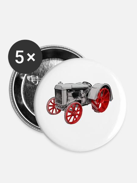 Traktor Model F - Buttons groß 56 mm (5er Pack) - Weiß