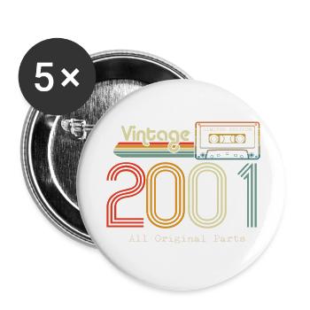 Original 2001 Vintage Vintage Retro Birthday - Buttons large 2.2''/56 mm (5-pack) - white - Front