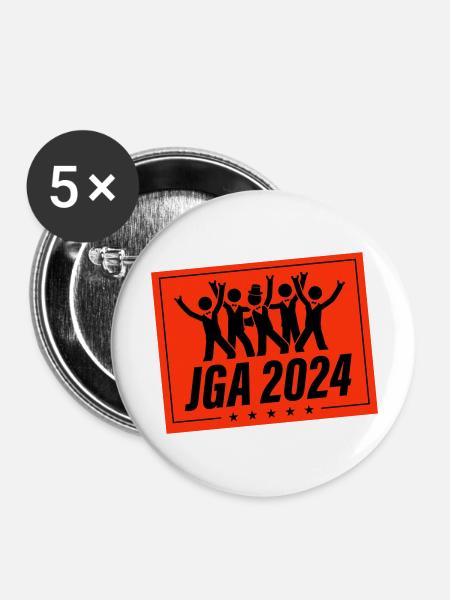Junggesellen Abschied 2024 - Buttons groß 56 mm (5er Pack) - Weiß