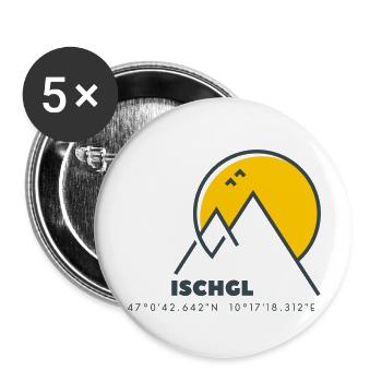 Minimalistisches Ischgl-Logo - Buttons groß 56 mm (5er Pack) - Weiß - Vorne
