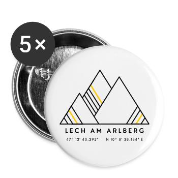 Minimalistisches Lech am Arlberg-Logo - Buttons groß 56 mm (5er Pack) - Weiß - Vorne
