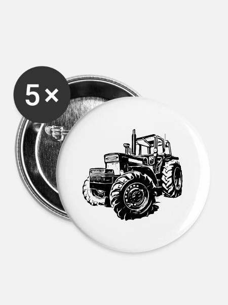 BM 814 Turbo Traktor - Buttons groß 56 mm (5er Pack) - Weiß