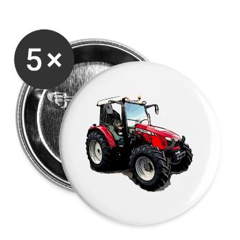 M F 5611 Traktor - Buttons groß 56 mm (5er Pack) - Weiß - Vorne