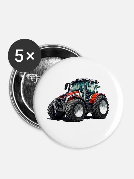 M F 5S Traktor - Buttons groß 56 mm (5er Pack) - Weiß