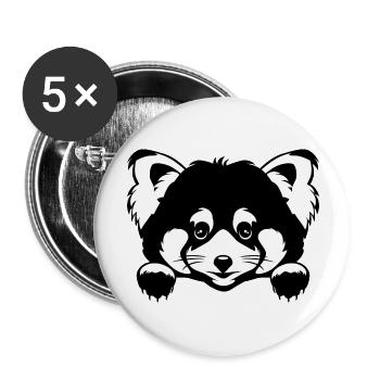 Peeking cute red panda. Black and white version - Buttons large 2.2''/56 mm (5-pack) - white - Front