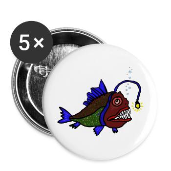 Anglerfisch - Buttons groß 56 mm (5er Pack) - Weiß - Vorne