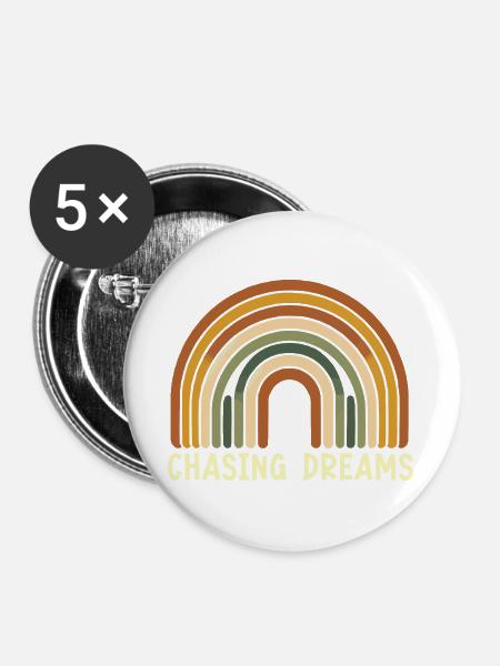Regenbogenpfad Träume Verfolgen - Buttons groß 56 mm (5er Pack) - Weiß