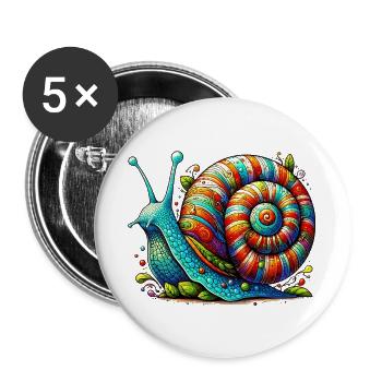 Schnecke - Buttons groß 56 mm (5er Pack) - Weiß - Vorne
