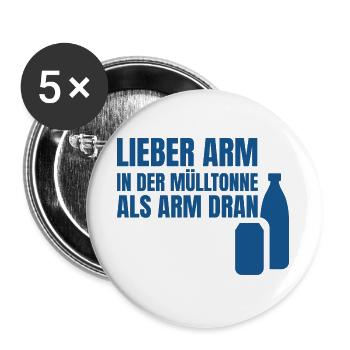 Pfandsammler Sarkasmus Lustiger Spruch Shirt - Buttons groß 56 mm (5er Pack) - Weiß - Vorne