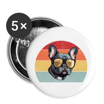 Bouledogue français - Lot de 5 grands badges (56 mm) - blanc - Devant