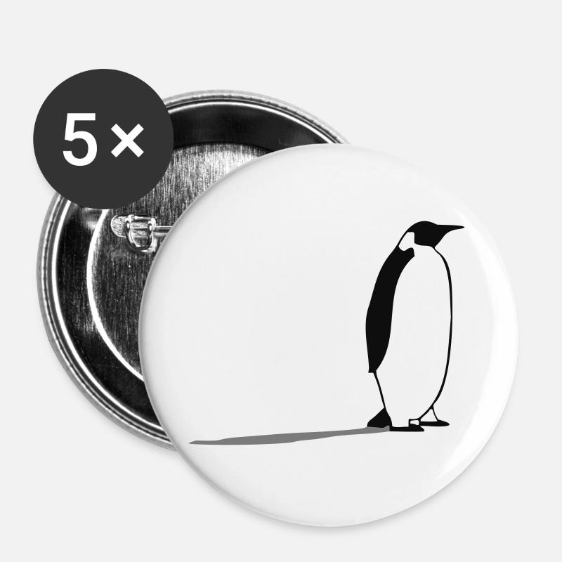 Pinguin - Buttons groß 56 mm (5er Pack) - Weiß