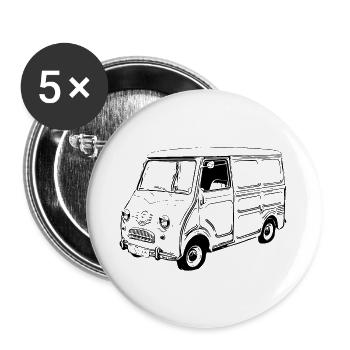 Goggomobil Bus - Buttons groß 56 mm (5er Pack) - Weiß - Vorne