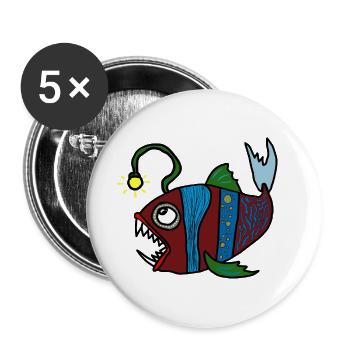 Anglerfisch - Buttons groß 56 mm (5er Pack) - Weiß - Vorne