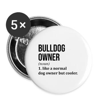 Bulldogge - Buttons groß 56 mm (5er Pack) - Weiß - Vorne