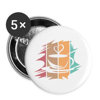 retro coffee abstract heart café love icon icon - Buttons large 2.2''/56 mm (5-pack) - white - Front
