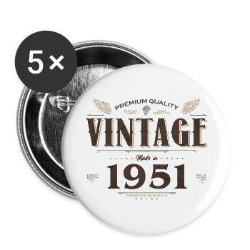 73 Jahre alter Jahrgang 1951 Limitierte Auflage 73. - Buttons groß 56 mm (5er Pack) - Weiß - Vorne