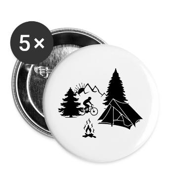 Fahrradurlaub Camping - Buttons groß 56 mm (5er Pack) - Weiß - Vorne